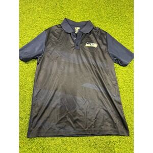 NFL Team Apparel Seattle Seahawks Football Team Shirt Mens Large Black Blue Logo
